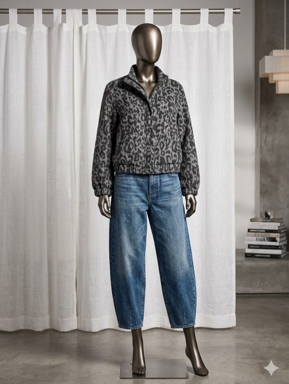 Banana Republic Gray Leopard Print Bomber Jacket